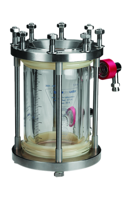 Recipiente in vetro pressurizzato con camicia di riscaldamento