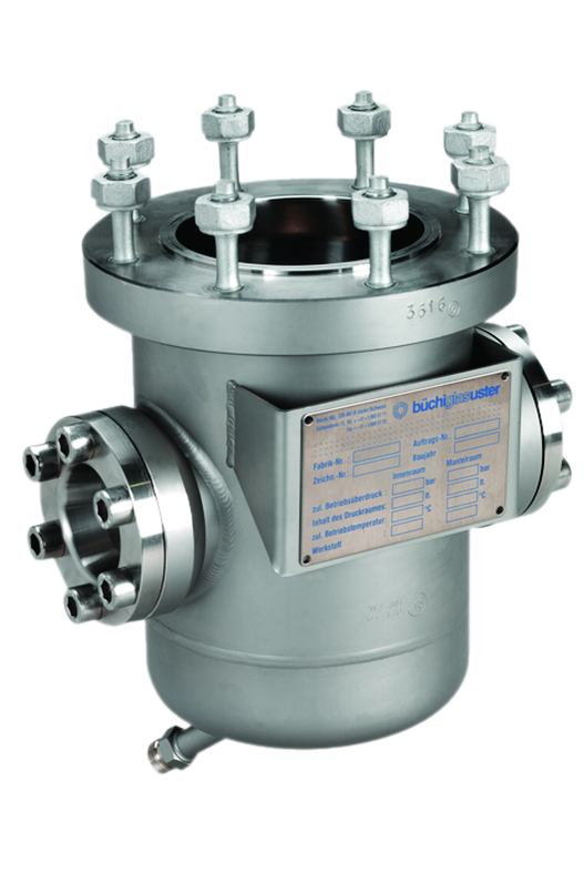 Recipiente metallico pressurizzato con vetro spia